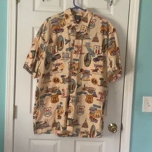 VTG Men’s Hawaiian Shirt, Route 66 USA Made High Seas chest 50 “ length 31”